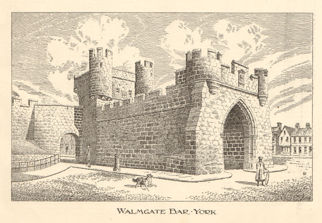 Walmgate Bar, York 1906 old antique vintage print picture